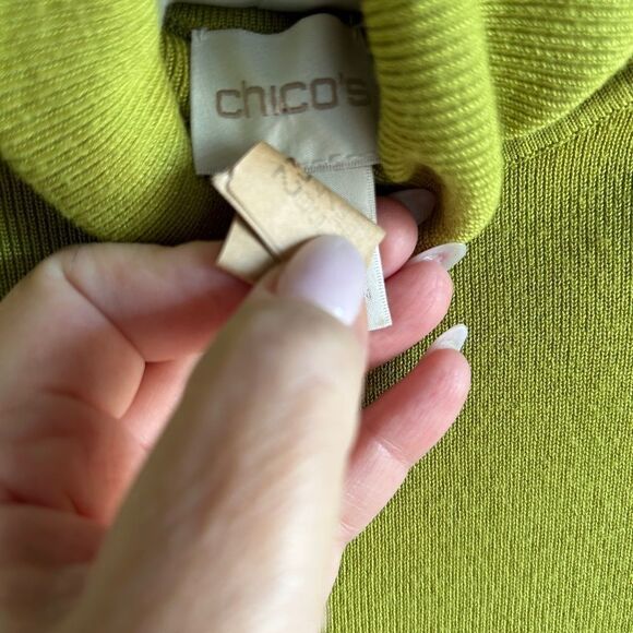 Chico's Vibrant Green/Yellow Turtleneck Sweater - Picture 4 of 5